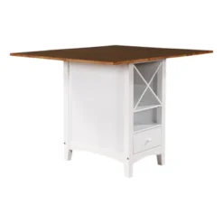 Farmhouse 5-Piece Dining Table Set With Drop Leaf, Wine Rack And Drawers-ModernLuxe -ModernLuxe GUEST e9a2999f 644e 424c bc8d 0ab015e6de2e