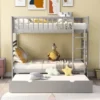 Twin Over Twin Wood Bunk Bed With Safety Rail And Movable Trundle-ModernLuxe -ModernLuxe GUEST e9ea0259 842a 4647 b0ea 2250c379d76a