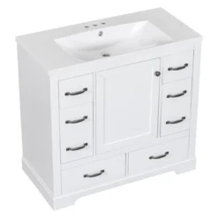 36" Bathroom Vanity With Ceramic Sink, 6 Drawers And Adjustable Shelves, White - ModernLuxe -ModernLuxe GUEST ea162cf6 803a 4d1d afd6 0f72ebb031d6