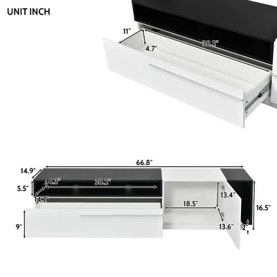 Two-Tone Design TV Stand For TVs Up To 70" - ModernLuxe 4 Two-Tone Design TV Stand For TVs Up To 70" - ModernLuxe - Image 2
