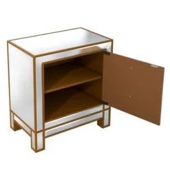 Modern Mirrored Nightstand With 1 Door, Silver - ModernLuxe -ModernLuxe GUEST ea5bd401 db6d 4180 b129 46e3de992265