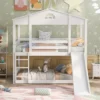 Twin Over Twin House Shaped Bunk Bed With Convertible Slide And Ladder-ModernLuxe 1 Twin Over Twin House Shaped Bunk Bed With Convertible Slide And Ladder-ModernLuxe -ModernLuxe GUEST ea890d2e 4aa4 42de 8fb8 27e0969482b9