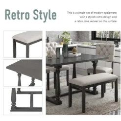 6-Piece Dining Table And Chair Set With Special-Shaped Legs And Foam-covered Seat - ModernLuxe -ModernLuxe GUEST eb02b4a0 81b3 4ae8 abd5 278a04180f65