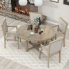 5 PCS Round Extendable Dining Table Set With Butterfly Leaf And 4 Upholstered Dining Armchairs-ModernLuxe 1 5 PCS Round Extendable Dining Table Set With Butterfly Leaf And 4 Upholstered Dining Armchairs-ModernLuxe -ModernLuxe GUEST eb09f70a 0d22 4c5e bba6 508ab35d0608