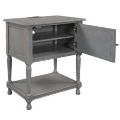 Nightstand With USB Charging Port, Cabinet With Two Built-in Shelves And One Open Storage - ModernLuxe -ModernLuxe GUEST ebef3571 06e9 4439 a7da 2a887b613c77