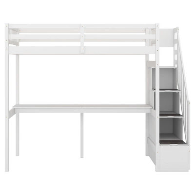 Twin Size Loft Bed With Storage Staircase And Built-in Desk-ModernLuxe 6 Twin Size Loft Bed With Storage Staircase And Built-in Desk-ModernLuxe - Image 4