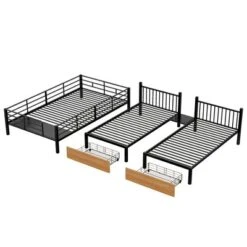 Full Over Twin-Twin Triple Bunk Bed With Drawers And Staircase - ModernLuxe -ModernLuxe GUEST ed295f68 6af3 4794 b080 7eba4d9ff46a