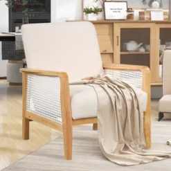 Mid-Century Velvet Upholstered Accent Chair, Armchair With Rattan Mesh-ModernLuxe 31 Mid-Century Velvet Upholstered Accent Chair, Armchair With Rattan Mesh-ModernLuxe -ModernLuxe GUEST ef58ebee 531d 4b40 b7ba 252e206171e8