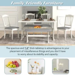 6 PCS Rustic Wood Dining Table Set, Rectangular Trestle Table With 4 Upholstered Chairs & Bench-ModernLuxe -ModernLuxe GUEST f01fe236 178b 445d a303 62dc8fe761da