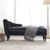 58" Velvet Chaise Lounge, Button Tufted Right Arm Facing Sleeper Lounge Chair With Nailhead Trim & Solid Wood Legs Black-ModernLuxe