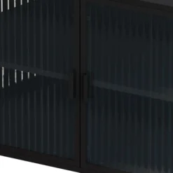 43.31" Contemporary Glass Door Cabinet With Two Levels Of Storage, Black - ModernLuxe -ModernLuxe GUEST f0b0db61 4547 4f84 a288 4ff6410e3a53