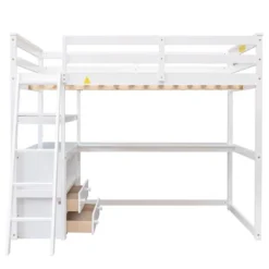 Full Size Loft Bed With Desk, Shelf And Two Built-in Drawers - ModernLuxe 17 Full Size Loft Bed With Desk, Shelf And Two Built-in Drawers - ModernLuxe -ModernLuxe GUEST f162aca7 0cd4 4e45 bd28 73850a8743e3
