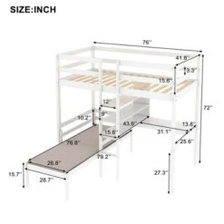 Convertible Loft Bed With L Shaped Desk, Shelf And Ladder, White - ModernLuxe -ModernLuxe GUEST f184ffe8 fe5b 4eb2 9561 41d3232610fb