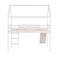 Twin Size House Shape Loft Bed With Slides, White - ModernLuxe -ModernLuxe GUEST f1d8a154 63bf 467f 874d e416a0797b55