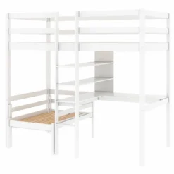 Convertible Loft Bed With L Shaped Desk, Shelf And Ladder, White - ModernLuxe -ModernLuxe GUEST f1daeda8 e6df 41f9 b8ae 2e1994c5084e