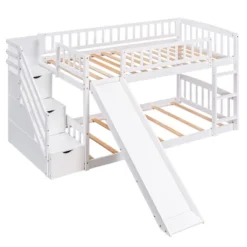 Stairway Twin Over Twin Bunk Bed With Two Drawers And Slide-ModernLuxe 28 Stairway Twin Over Twin Bunk Bed With Two Drawers And Slide-ModernLuxe -ModernLuxe GUEST f1f21441 83b6 4a80 8036 efc8d6315241
