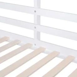 Twin Over Twin Bunk Bed With Roof, Window, Guardrails And Ladder - ModernLuxe -ModernLuxe GUEST f2972c93 e935 4fd6 b933 f3fb68adf3d4