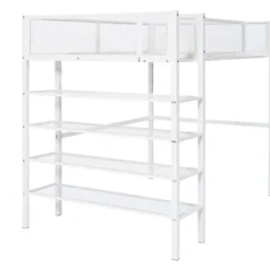 Metal Twin Size Loft Bed With 4 Shelves And Storage - ModernLuxe 17 Metal Twin Size Loft Bed With 4 Shelves And Storage - ModernLuxe -ModernLuxe GUEST f2bccca9 5ae4 4306 9596 bd1982511e52