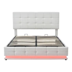 Queen Size PU Tufted Upholstered Platform Bed With Hydraulic Storage System, LED Lights And USB Charger-ModernLuxe -ModernLuxe GUEST f2c71bbc 2c69 4071 a9dc aab59d91b869