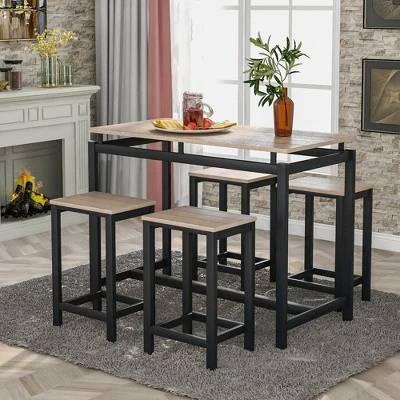 Modernluxe 5-Piece Kitchen Counter Height Table Set With 4 Chairs-Industrial 9 Modernluxe 5-Piece Kitchen Counter Height Table Set With 4 Chairs-Industrial - Image 7