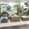 Outdoor Patio 6-Piece PE Wicker Sectional Sofa With 2 Coffee Tables, Brown Wicker + Beige Cushions - ModernLuxe -ModernLuxe GUEST f3097cbb 875f 4ddd 9d44 3e241af57999