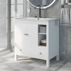 30" Bathroom Vanity With Ceramic Sink, Doors And Drawers - ModernLuxe -ModernLuxe GUEST f351b4ea 71a1 4e22 a4af b5eb849db03b