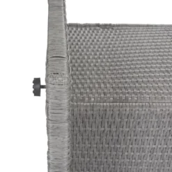 5-Piece Patio Rattan Dining Table Set , Counter Height PE Wicker Square Table Set With Storage Shelf And 4 Padded Stools, Gray-ModernLuxe 21 5-Piece Patio Rattan Dining Table Set , Counter Height PE Wicker Square Table Set With Storage Shelf And 4 Padded Stools, Gray-ModernLuxe -ModernLuxe GUEST f35c9bf9 7dfc 4a87 913e 7c54949cbd2c