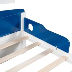 Twin Size Boat-Shaped Platform Bed With Trundle Bed And Storage Footboard-ModernLuxe -ModernLuxe GUEST f35d5091 2e6a 4e2e ad7e 89b2eb111e75