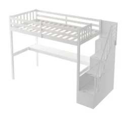 Twin Size Loft Bed With Staircase And Built-in Desk - ModernLuxe -ModernLuxe GUEST f3893fbb 6642 421d 8d2b d4f40dbec53d