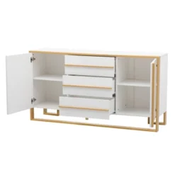 Contemporary 59" Sideboard With Large Storage And Gold Metal Legs - ModernLuxe -ModernLuxe GUEST f394aac4 20e3 47c5 827d a9fba73b293a
