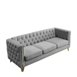 Living Room Modern Velvet Sofa With Button Tufted Square Arms And Metal Legs - ModernLuxe -ModernLuxe GUEST f4d85a38 ebb4 40c7 84e3 b9d472320ddd