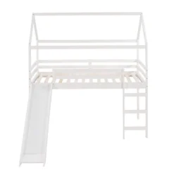 Twin Size House Shape Loft Bed With Slides, White - ModernLuxe -ModernLuxe GUEST f4fb9992 7493 4ce9 9b63 0160c0eef027