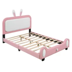 Full/Twin Size Upholstered Rabbit-Shape Princess Platform Bed, White+Pink-ModernLuxe -ModernLuxe GUEST f4fc68ac ce7e 429d bfa1 7598341d087b