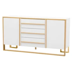Contemporary 59" Sideboard With Large Storage And Gold Metal Legs - ModernLuxe -ModernLuxe GUEST f51f6d52 4c96 45fc b67e d117eca01ced