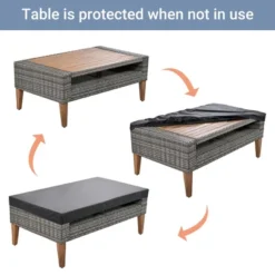 6 PCS All Weather PE Wicker Sofa Set, Patio PE Rattan Conversation Set With Wood Legs Wood Table Top-ModernLuxe -ModernLuxe GUEST f548dccc b655 4ed7 9420 732976953544