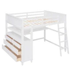 Full Size Wooden Loft Bed With Drawers, Shelves And Desk - ModernLuxe 15 Full Size Wooden Loft Bed With Drawers, Shelves And Desk - ModernLuxe -ModernLuxe GUEST f58bb31e d303 4436 874f 38ae2579ac74