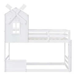 Twin Over Twin Bunk Bed With Roof, Window, Guardrails And Ladder - ModernLuxe -ModernLuxe GUEST f58c6ea6 a744 4778 9345 8b0dcde1bace