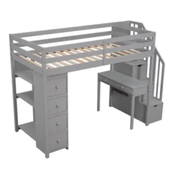 Twin Size Wooden Loft Bed With Storage Drawers, Desk And Shelves - ModernLuxe 15 Twin Size Wooden Loft Bed With Storage Drawers, Desk And Shelves - ModernLuxe -ModernLuxe GUEST f5ae59eb d94d 4c72 9cb3 4da7fc7507bf
