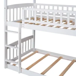 House Shape Twin Over Twin Bunk Bed With Slide - ModernLuxe -ModernLuxe GUEST f5e37244 8a6b 47b2 a884 f0acff8428ad