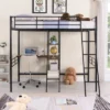 Twin Size Metal Loft Bed With Built-in Desk And Shelves - ModernLuxe -ModernLuxe GUEST f600d17c 00b1 4431 b521 71650d498733