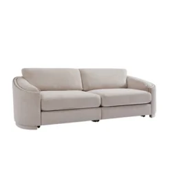 Stylish Sofa With Semilunar Arm, Rivet Detailing, And Solid Frame-ModernLuxe -ModernLuxe GUEST f62052ae fc83 434a 8243 4b803b6448fd