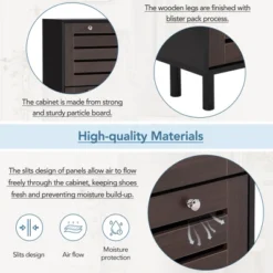 Freestanding Shoe Cabinet With Hooks, 3 Flip Drawers And Adjustable Panels - ModernLuxe -ModernLuxe GUEST f634a5e4 07f3 4bc9 8f18 bbe173c93a45