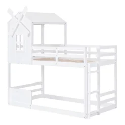 Twin Over Twin Bunk Bed With Roof, Window, Guardrails And Ladder - ModernLuxe -ModernLuxe GUEST f687bcea 286a 4321 9c48 da2d1e3d549e