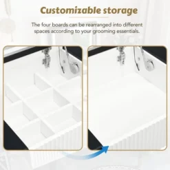 43.3" Modern Vanity Table Set With Flip-Up Mirror, LED Lights And Storage - ModernLuxe -ModernLuxe GUEST f6cd4564 622d 489c 80e9 7715f011a192