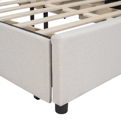 Queen/Full Size Upholstered Platform Bed With Classic Headboard And 4 Drawers-ModernLuxe 10 Queen/Full Size Upholstered Platform Bed With Classic Headboard And 4 Drawers-ModernLuxe - Image 8