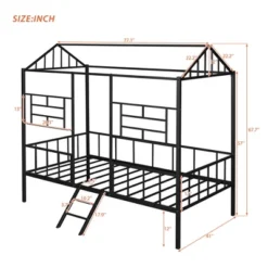 Twin Size Metal House Bed Frame With Slatted Support-ModernLuxe -ModernLuxe GUEST f7b1adaa 66c3 4e48 b7f2 383337b560fc
