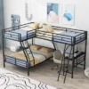 Twin Over Full Metal Bunk Bed With Twin Size Loft Bed And Desk, Black - ModernLuxe -ModernLuxe GUEST f80160b9 f528 43a5 b50e 00fac403ec7f