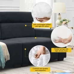 87" Velvet 2-Seater Sectional Sofa With Multi-Angle Adjustable Headrest - ModernLuxe -ModernLuxe GUEST f8e81b6f 1323 4830 9a3c 96fad217905c