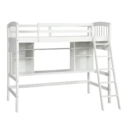 Twin Size Loft Bed With Storage Shelves, Desk And Ladder - ModernLuxe -ModernLuxe GUEST f9232fe3 f468 4368 a9af d3f9087a1af1