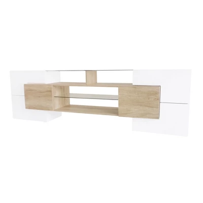 Versatile TV Stand For TVs Up To 80" With 2 Lighted Glass Shelves And LED Color Changing Lights - ModernLuxe 10 Versatile TV Stand For TVs Up To 80" With 2 Lighted Glass Shelves And LED Color Changing Lights - ModernLuxe - Image 8